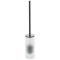 Toilet Brush Holder, White Glass and Polished Chrome Steel